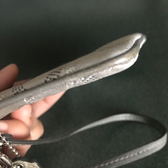 Coach Gray Canvas Leather Signature C Wristlet Mini Pouch - Picture 11 of 16